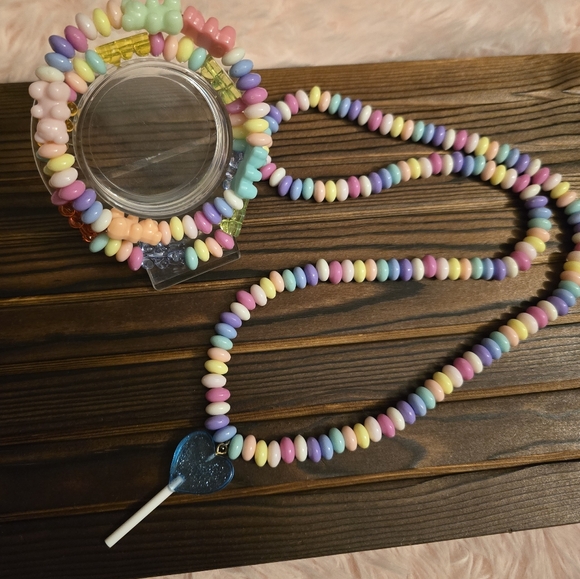 Handmade Candy Necklace with heart lollipop pendant and gummy bear bracelets! - Picture 9 of 12